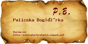 Palicska Boglárka névjegykártya